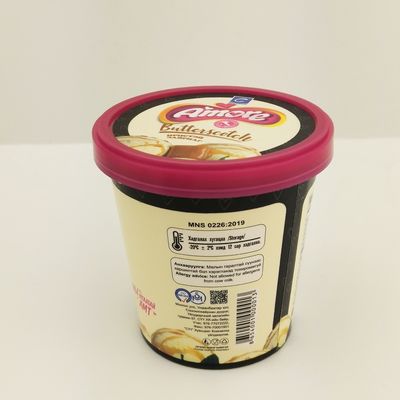 6 oz 175 ml copos de papel de iogurte congelado, tampa plana copos de papel personalizados de sorvete com colher