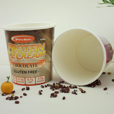 Copo de Papel de Sorvete Eco-Amigável com Cobertura 16oz 475ml recipiente de iogurte congelado