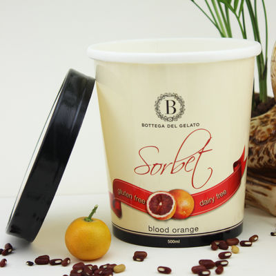 Copo de Papel de Sorvete Eco-Amigável com Cobertura 16oz 475ml recipiente de iogurte congelado