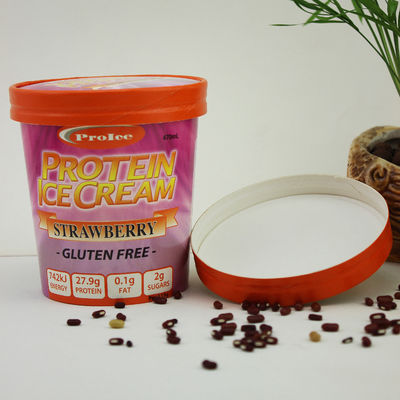 Copo de Papel de Sorvete Eco-Amigável com Cobertura 16oz 475ml recipiente de iogurte congelado