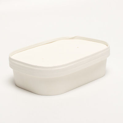 Recipiente de alimentos descartáveis de papel quadrado leve com tampa