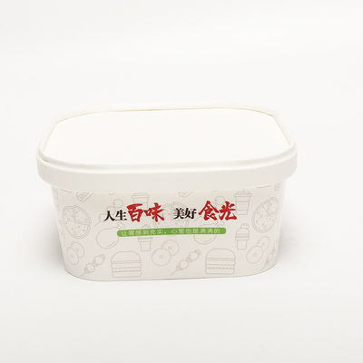 Taça de papel quadrada Kraft personalizada com tampa 1000ml recipiente de salada descartável