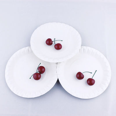 Placas descartáveis de bolo de aniversário, placas circulares de papel branco ecológico