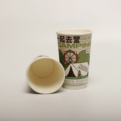 Copo de papel de bebida oco com tampa impresso sob medida descartável 16oz 520ml