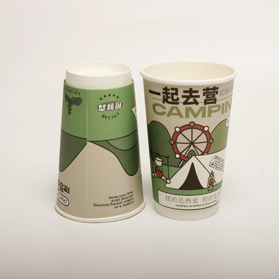 Copo de papel de bebida oco com tampa impresso sob medida descartável 16oz 520ml