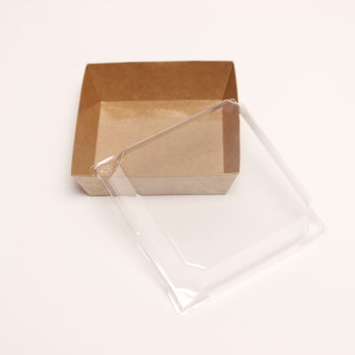 Caixa de embalagem de padaria de produtos alimentares recipiente de bolo de papel kraft com tampa de plástico