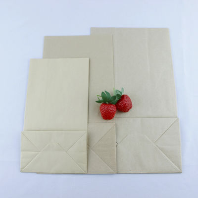 Sacos de papel kraft biodegradáveis e reciclados de fundo plano com alças torcidas