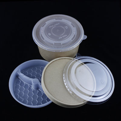 Caixas de salada de papel biodegradáveis com tampa recipiente marrom de qualidade alimentar