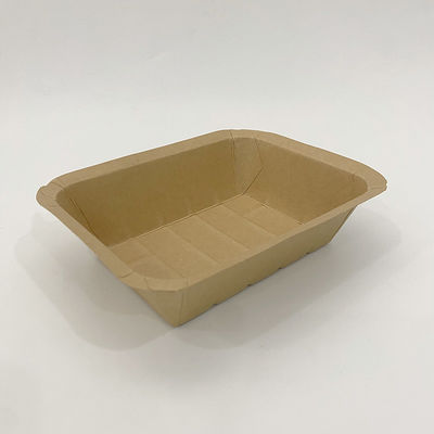 250gm bandejas de alimentos Kraft castanho, revestimento de PE compostável bandeja de papel de fast food