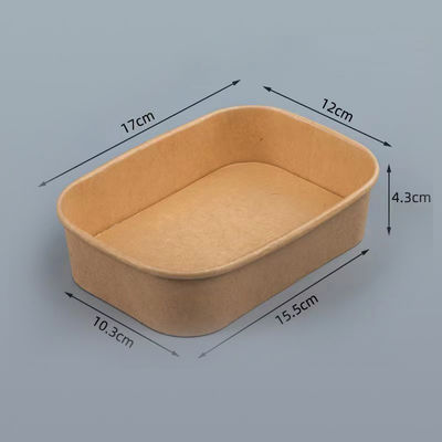 Copo de papel quadrado Kraft com tampa plana recipiente biodegradável de fast food