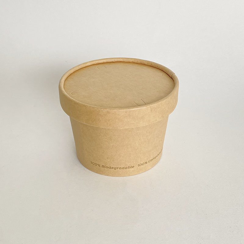 Copo de papel de sopa quente com tampa 8oz 240ml PE revestido Kraft takeaway taças de macarrão