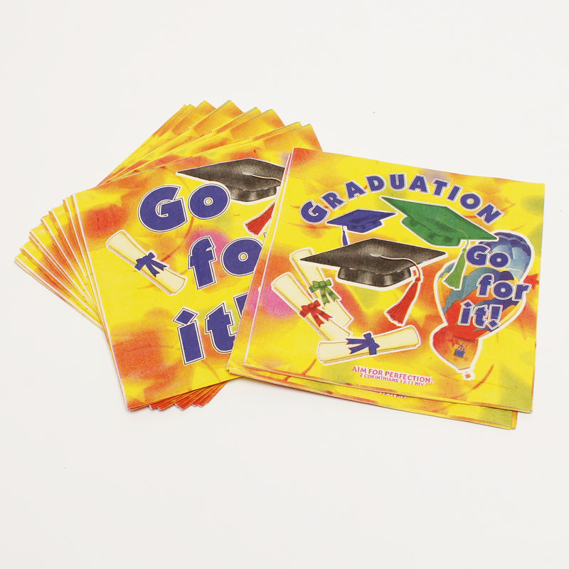250 * 250mm Papel de impressão guardanapo 2 PLY Logotipo personalizado Decoração floral para criança