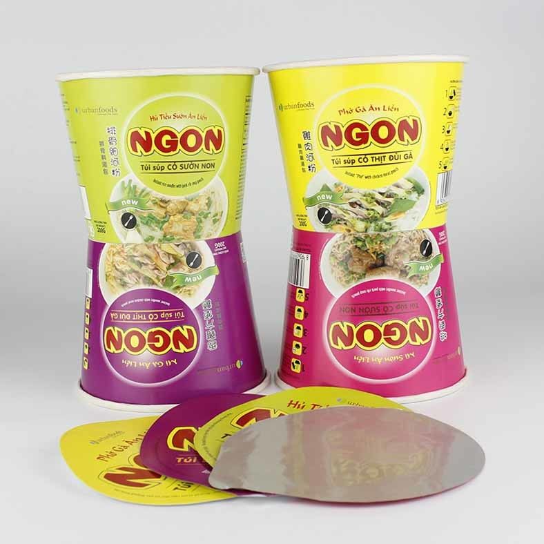 Papel de qualidade alimentícia ecológico personalizado Instant Noodle Cup Noodles Embalagem com tampa de selo de alumínio