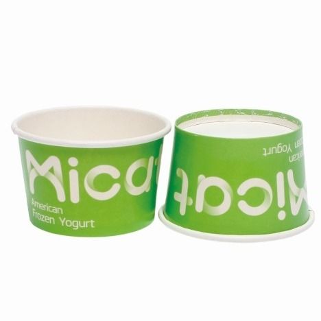 Bio Cartão Eco-Friendly Food Safe Grade Paper Venda direta Impressão personalizada Banheira de sorvete Copo Pint com tampa